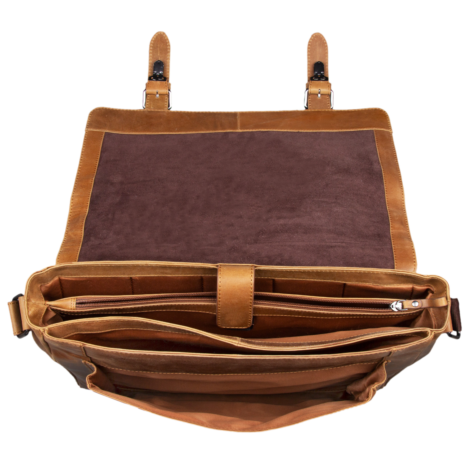 Cartable Professionnel En Cuir Véritable Martin - 3 Compartiments, Neuf Avec étiquettes