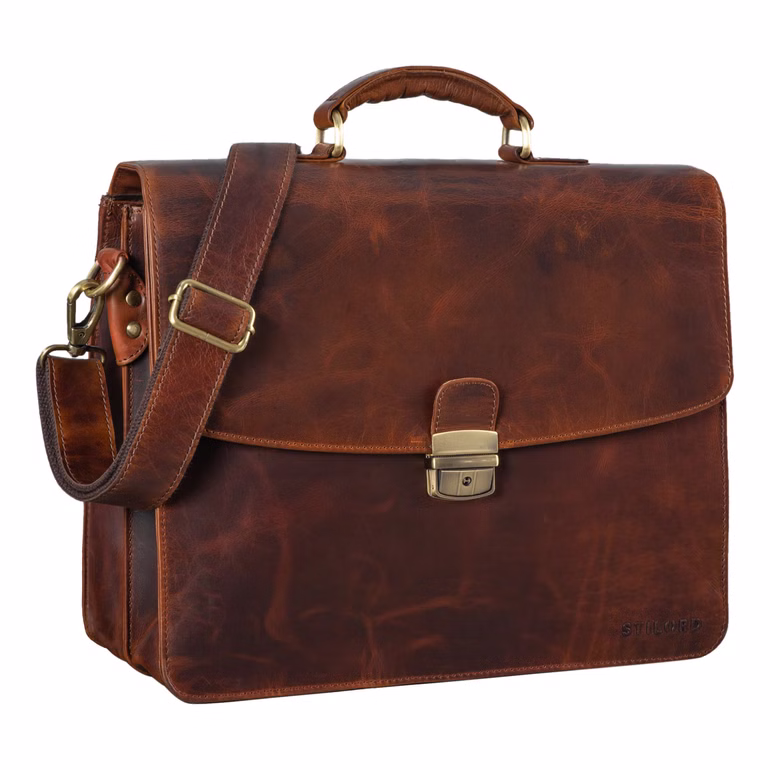 "Loris" Serviette Homme Cuir Véritable
