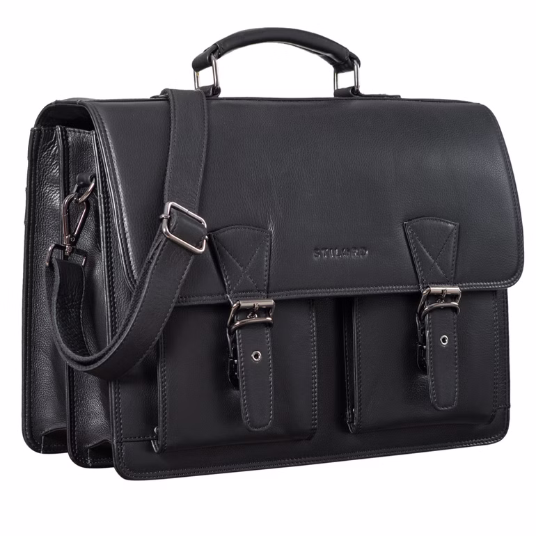 "Jeffrey" Cartable en Cuir Véritable – Grande Sacoche Vintage Porte Document