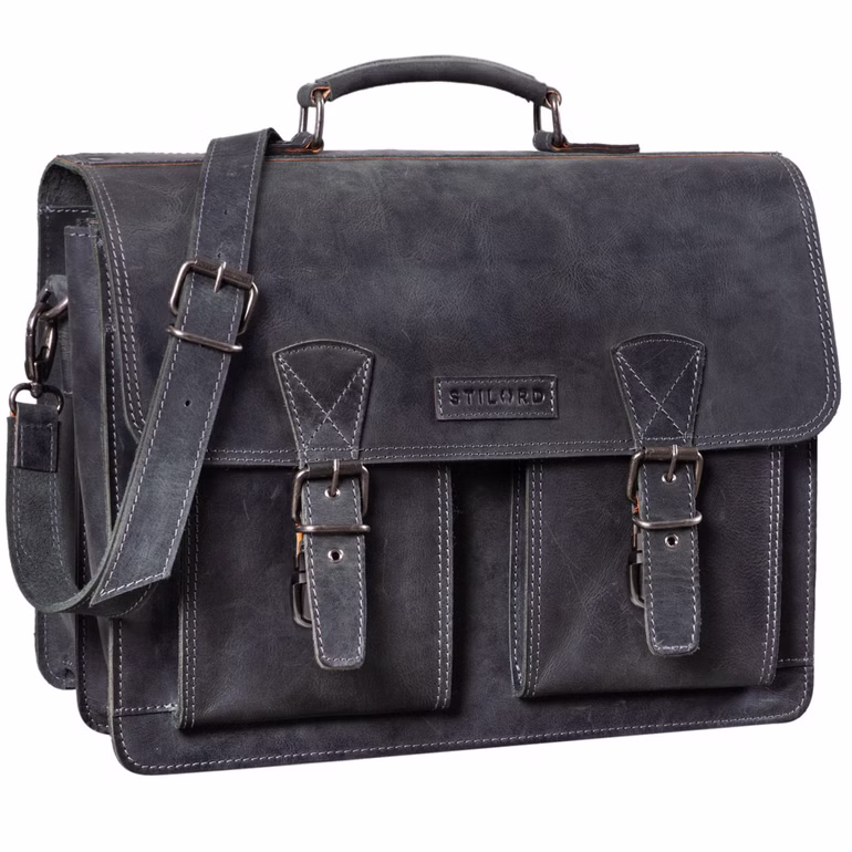 "Jeffrey" Cartable en Cuir Véritable – Grande Sacoche Vintage Porte Document
