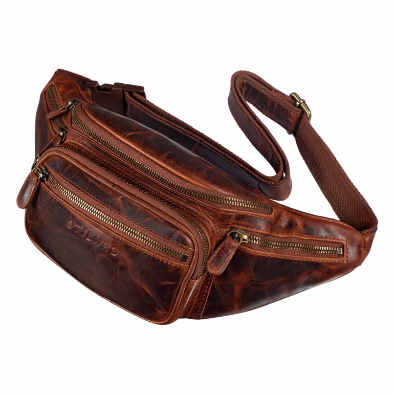 "Caspar" Vintage Sacoche Banane en Cuir Véritable