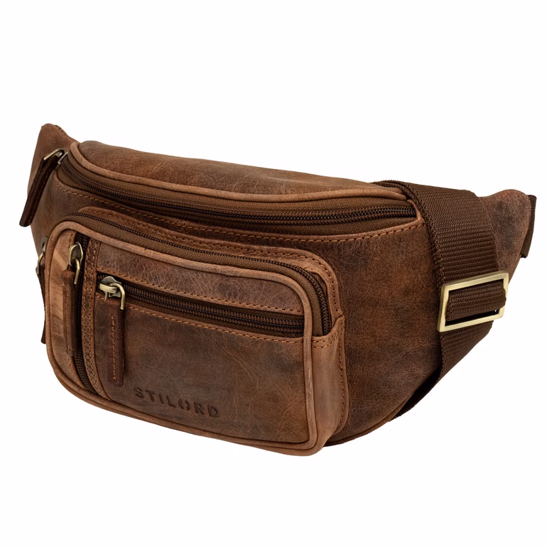 "Greg" Sacoche Ventrale en Cuir Marron