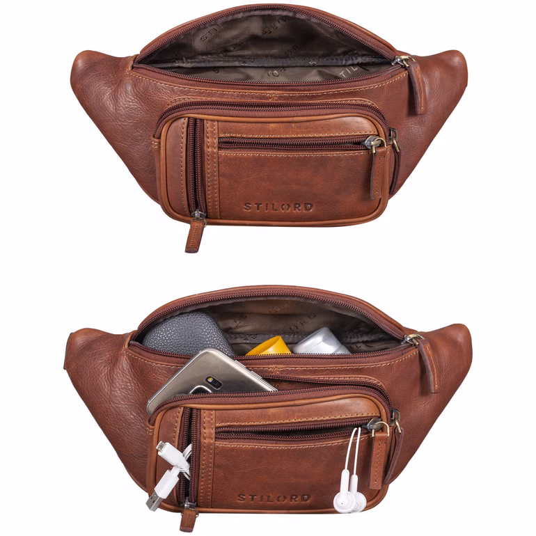 "Greg" Sacoche Ventrale en Cuir Marron