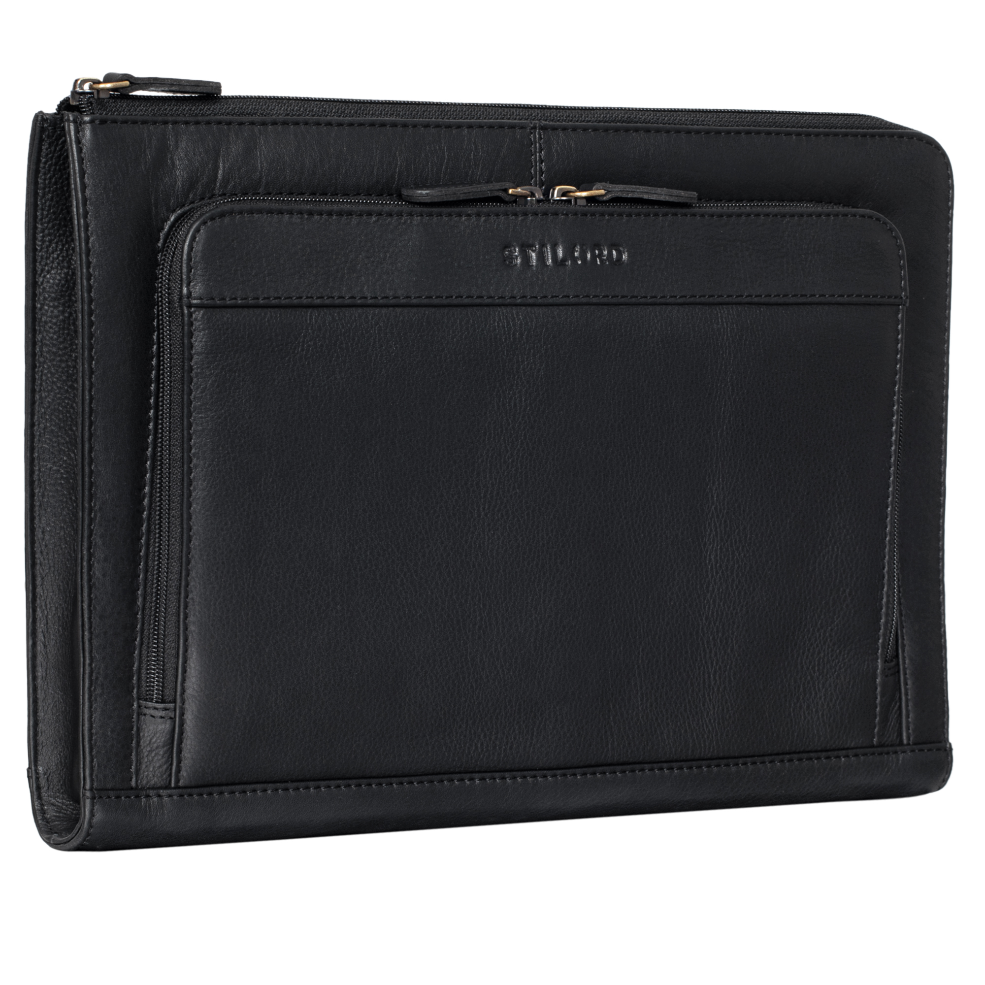Chemise Porte-documents En Cuir Véritable A4 Vintage STILORD 'Don' - Avec Anneaux, Compartiment Tablette 11 Pouces, Organisateur Professionnel