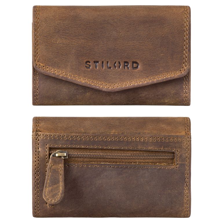 STILORD 'Holden' Porte-Cartes Cuir Véritable RFID Mini Portefeuille Homme - Cognac