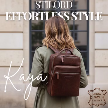 "Kaya" Premium Sac à Dos Cuir Femme Élégant pour Ordinateur Portable14 Pouces