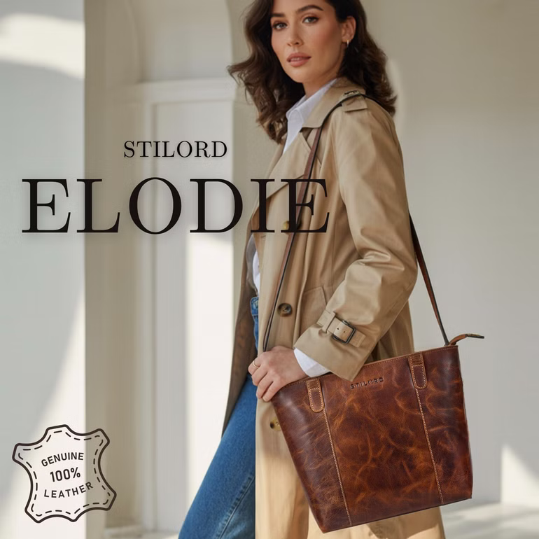 "Elodie" Élégant Sac a Main Femme Cuir Véritable pour Ordinateur Portable 13 Pouces