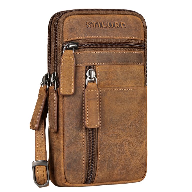 "Asher" Hommes Pochette Poitrine Cuir Sac de Ceinture