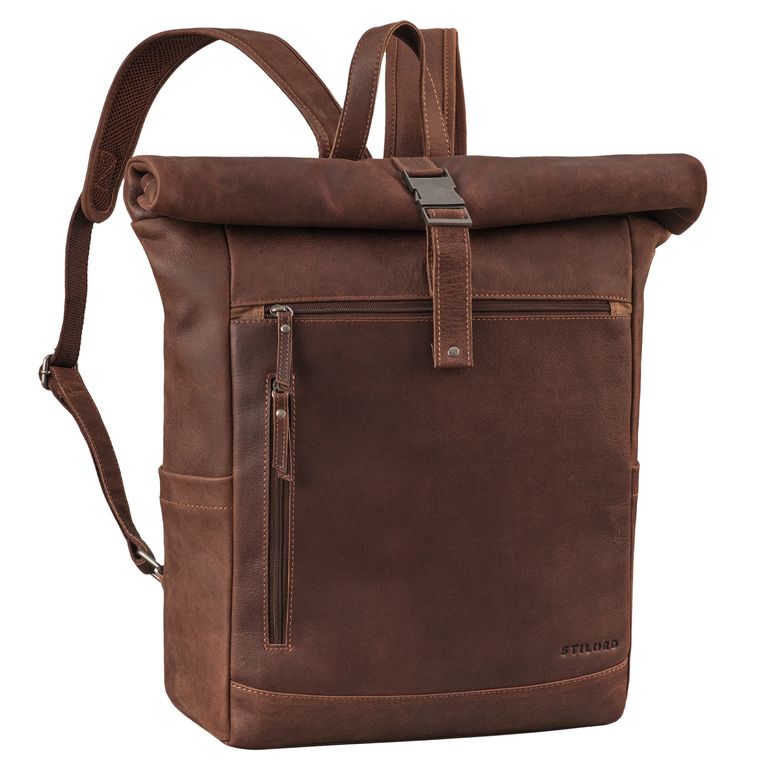 "Lutz" Grand Sac a Dos Roll Top Cuir 