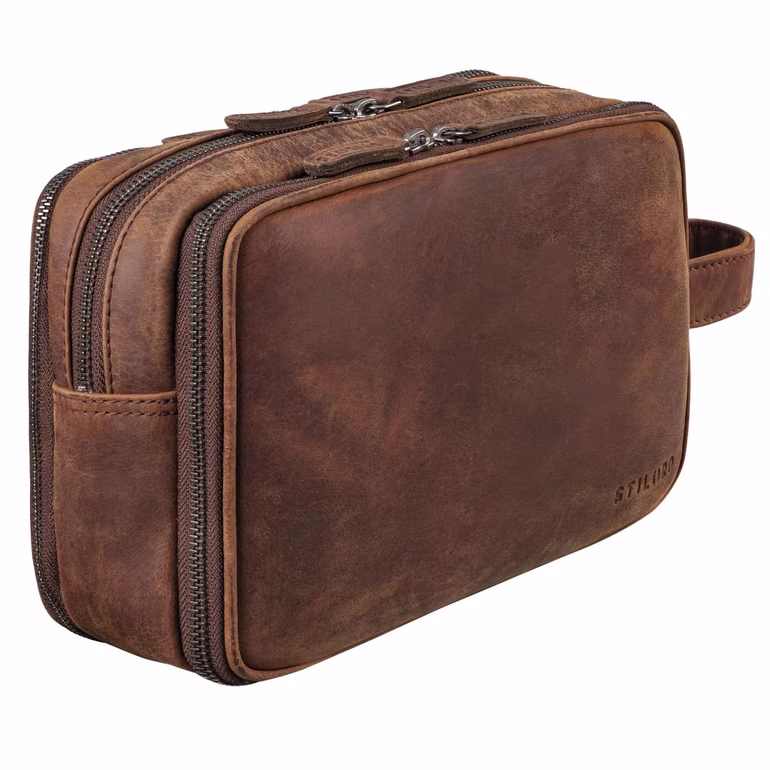 "Catania" Trousse de Toilette Grand Format Cuir Femme Homme 