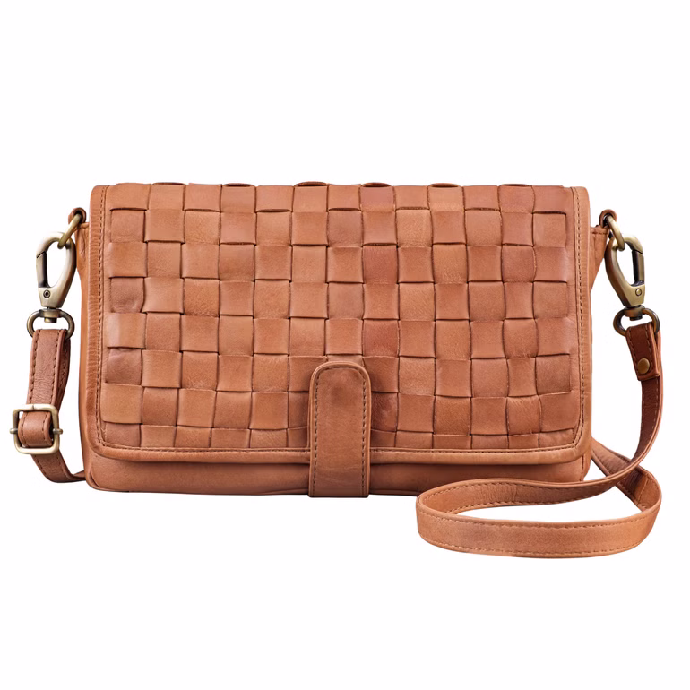 "Carmen" Sac Bandoulière Femme Cuir Tressée de Taille Moyen