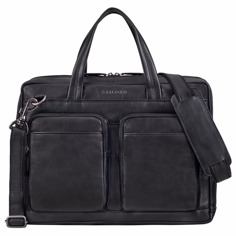 "Erwin" Grand Sac à Bandoulière d'affaires Cuir 16 Pouces Femme Homme