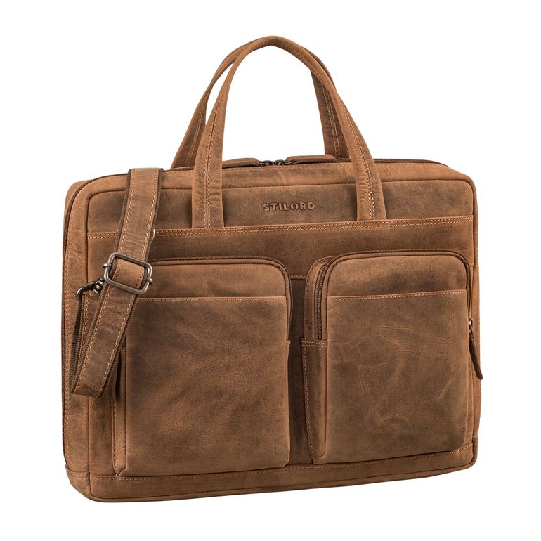 "Erwin" Grand Sac à Bandoulière d'affaires Cuir 16 Pouces Femme Homme