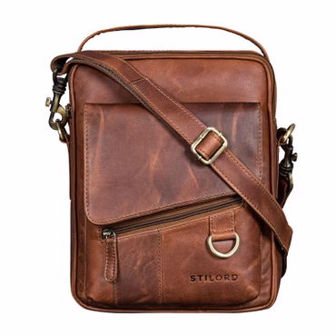 "Silvio" Petit Sacoche Homme Bandouliere Cuir pour Tablette 10,1 Pouces