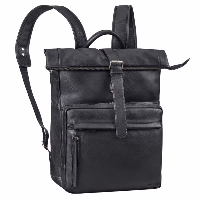 "Melvin" Grand Sac à dos roll top Cuir Vertiable Ordi portable 16 - 17 pouces Homme