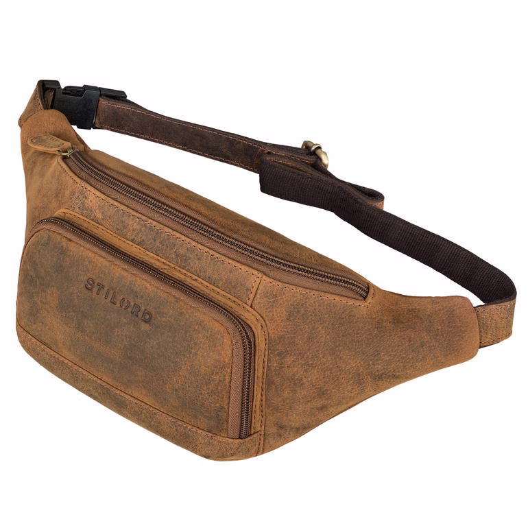 "Raven" Sacoche Homme Cuir Veritable Sac Banane Femme avec Sangle Réglable