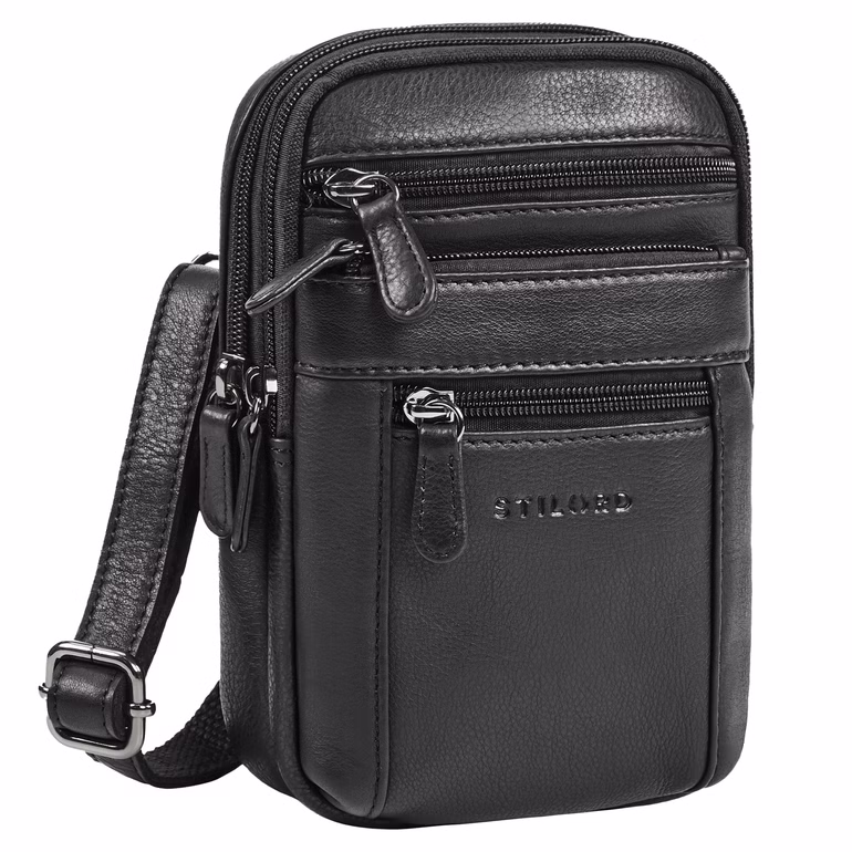 "Tamo" 4-en-1 Petite Sacoche Homme Cuir Veritable - Sac Bandoulière, Banane, Sac de Poitrine & Mousqueton