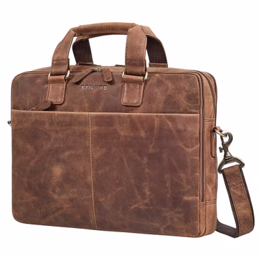 "Oslo" Sacoche Homme Bandoulière pour Ordinateur 18 Pouches en Cuir
