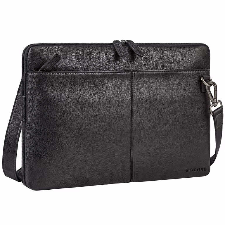 "Graham" Sacoche Ordinateur 15.6 Pouces Cuir Véritable avec Sangle Amovible