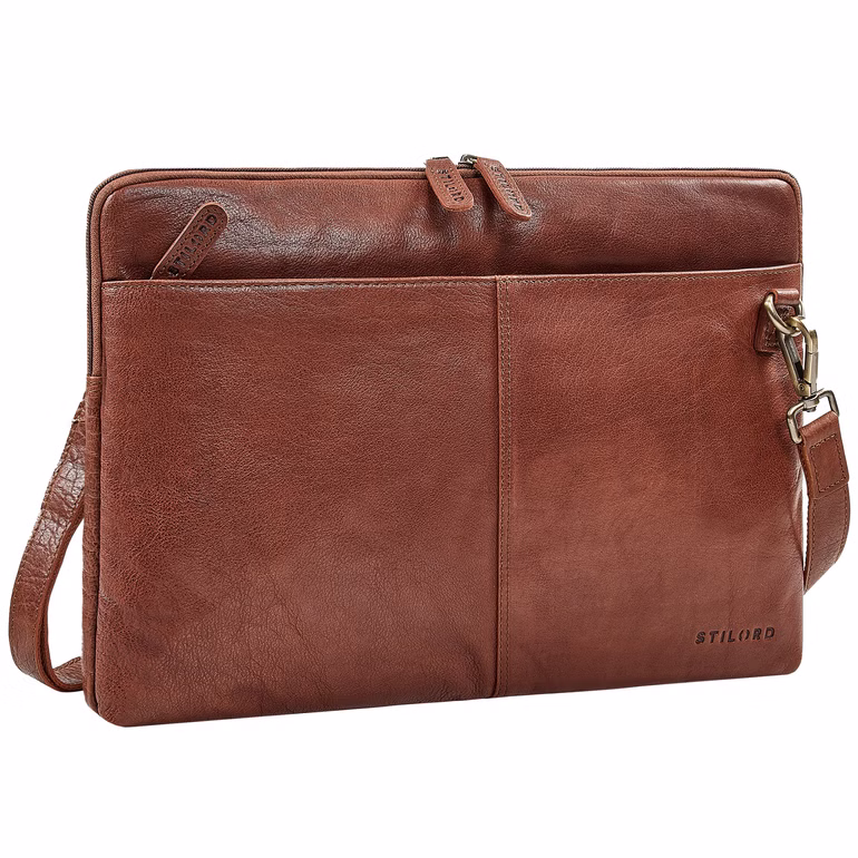 "Graham" Sacoche Ordinateur 15.6 Pouces Cuir Véritable avec Sangle Amovible
