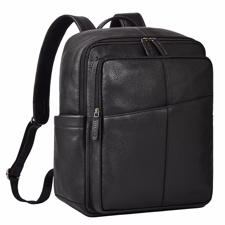 "Maurizio" Grand Sac a Dos Homme Travail en Cuir Véritable pour PC Portable 15.6 Pouces