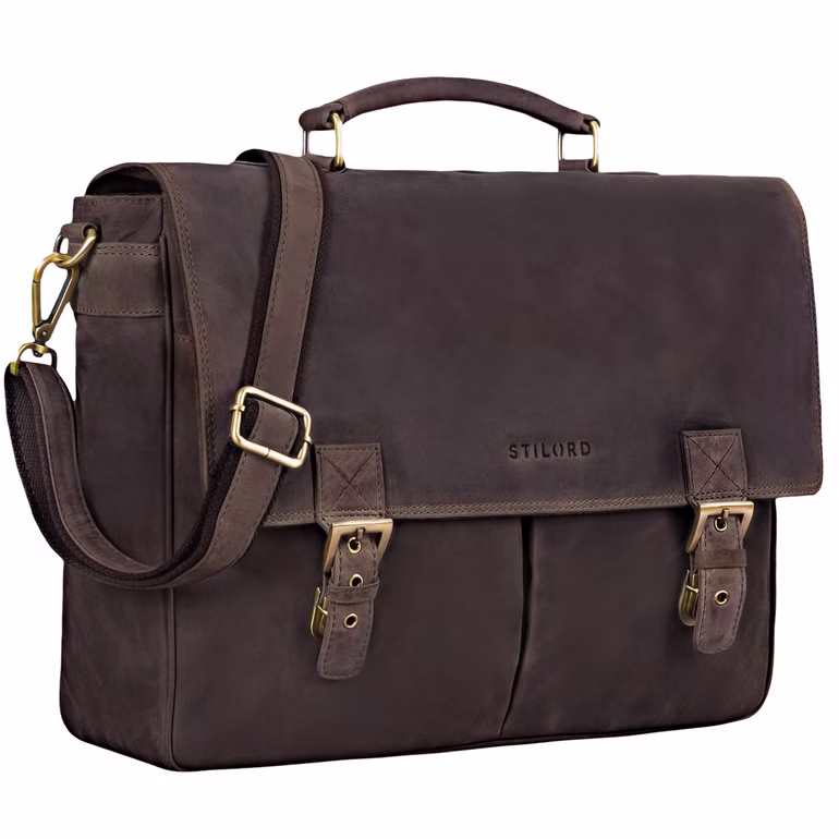 "Toledo" Grand Sacoche Porte Document Homme en Cuir Véritable pour 15,6 Pouces "Toledo" Grand Sacoche Porte Document Homme en Cuir Véritable pour 15,6 Pouces