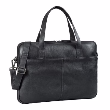 "Leonel" Sacoche Ordinateur Cuir 15.6 Pouces avec Sangle et Poignées pour Homme