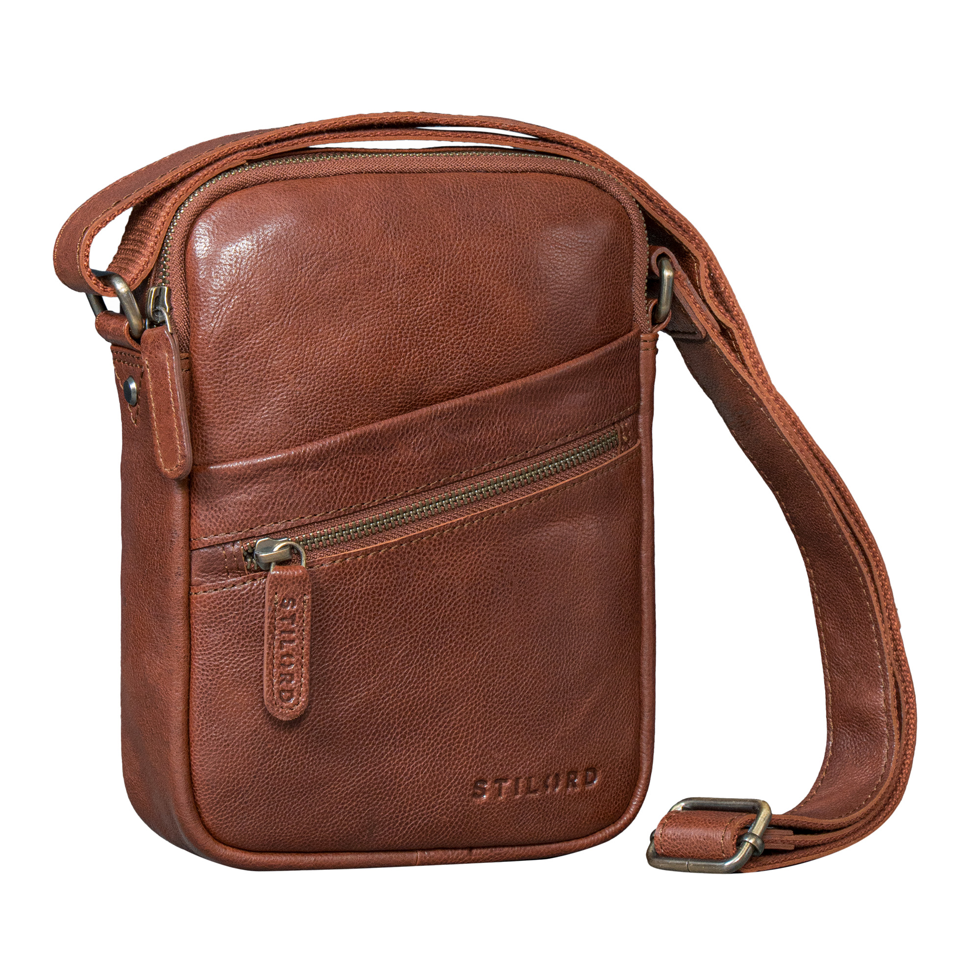 Sac Bandoulière En Cuir Véritable LEABAGS Pour Ordinateur 15" - Style Vintage, Compartiments Multiples, Pour Travail Et Quotidien