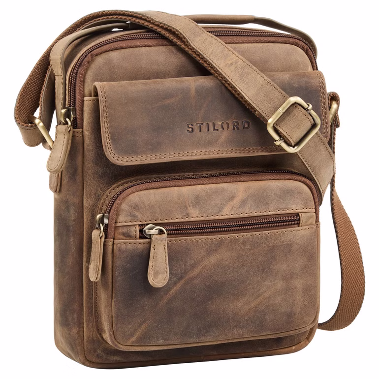 "Amir" Petite Sacoche Bandoulière Cuir Homme pour Tablette 8 Pouces