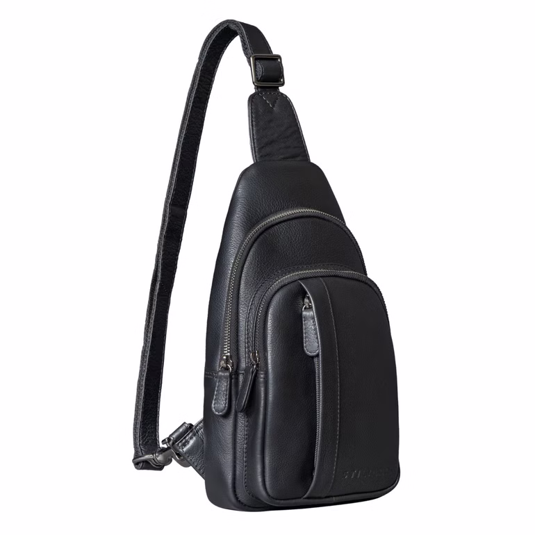 "Jakob" Grand Sac Poitrine Homme Cuir Véritable Avec Mousqueton Et Poche Anti-Vol Pour Voyage, Quotidien "Jakob" Grand Sac Poitrine Homme Cuir Véritable Avec Mousqueton Et Poche Anti-Vol Pour Voyage, Quotidien