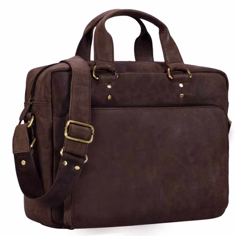 "Joshua" Vintage sac d'affaires cuir