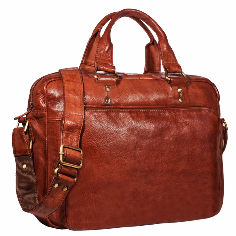 "Joshua" Vintage sac d'affaires cuir