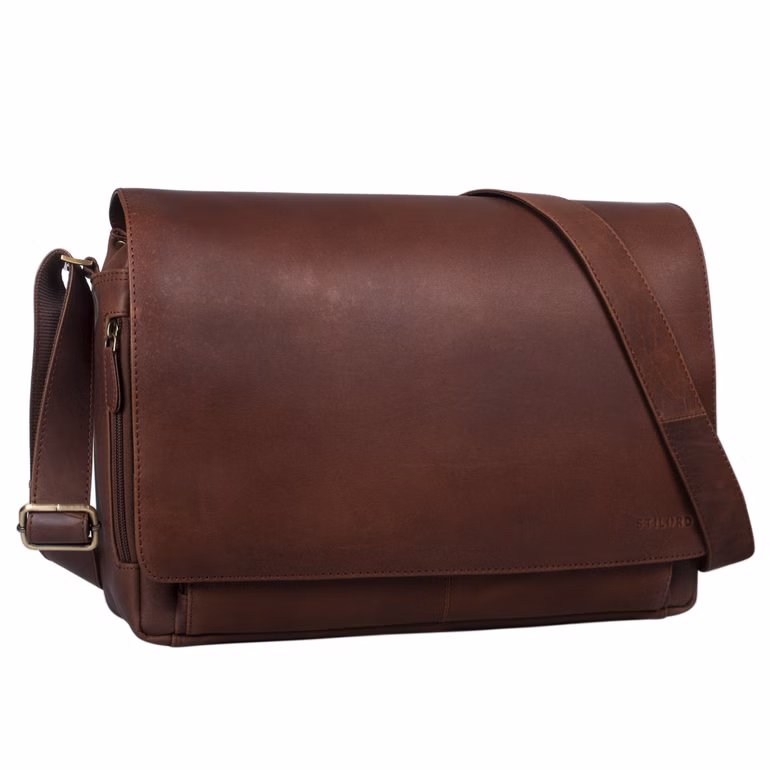 "Tom" Sac Messenger Vintage en Cuir 15 Pouces