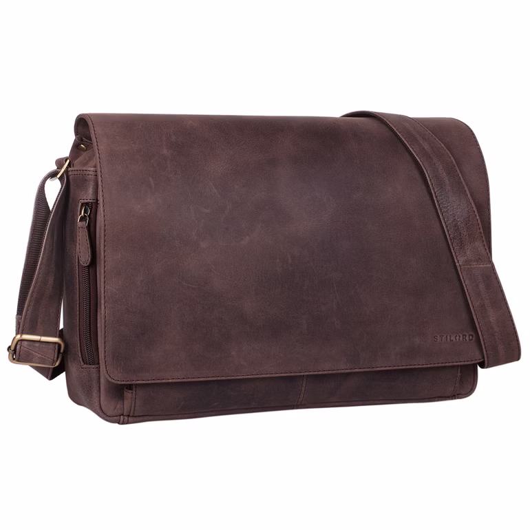 "Tom" Sac Messenger Vintage en Cuir 15 Pouces