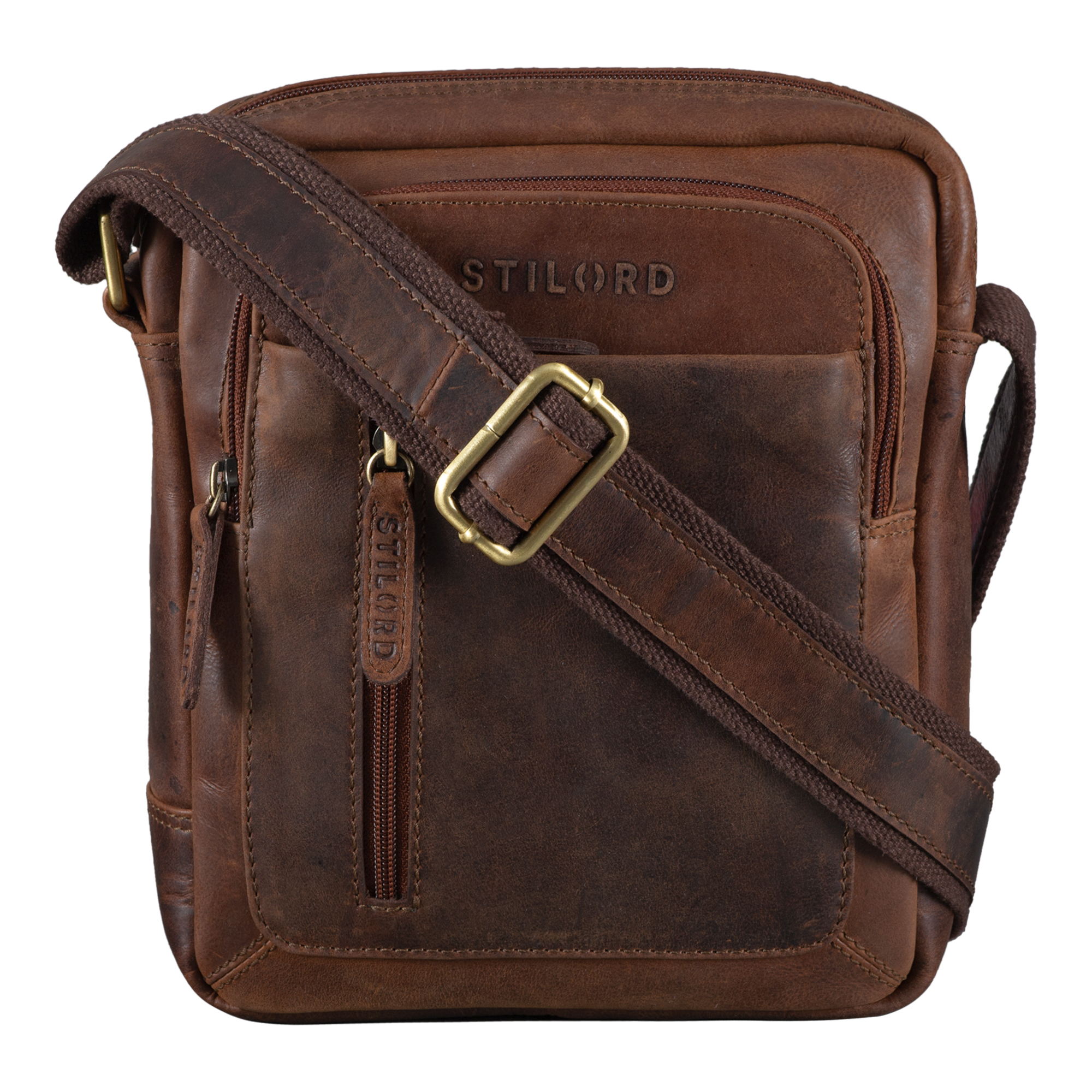 Sac Bandoulière Homme En Cuir Véritable Vintage - Format Moyen, Compartiment Tablette 11" - Pour Documents A4, Organisation Quotidienne - Bandoulière Réglable 80-140 Cm
